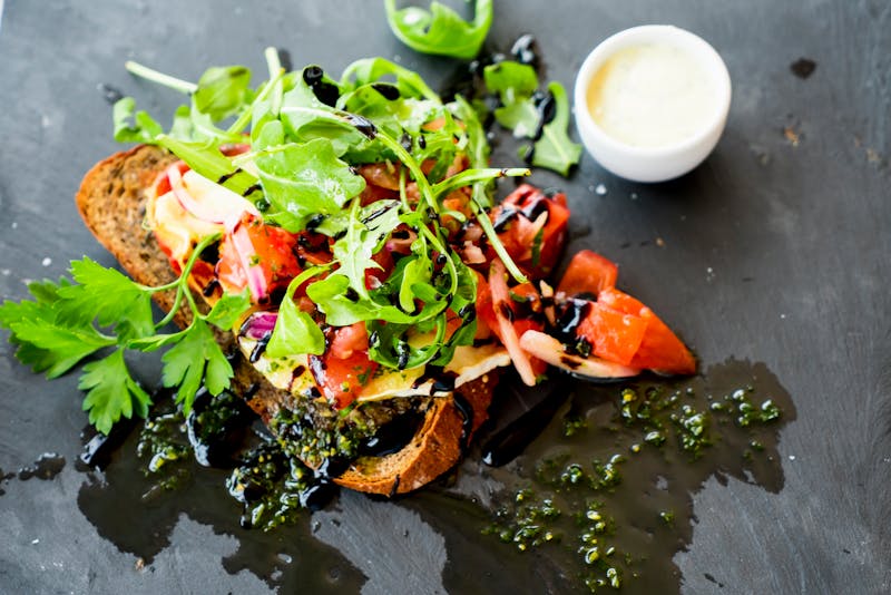 Bruschetta with tomatoes and fresh basil